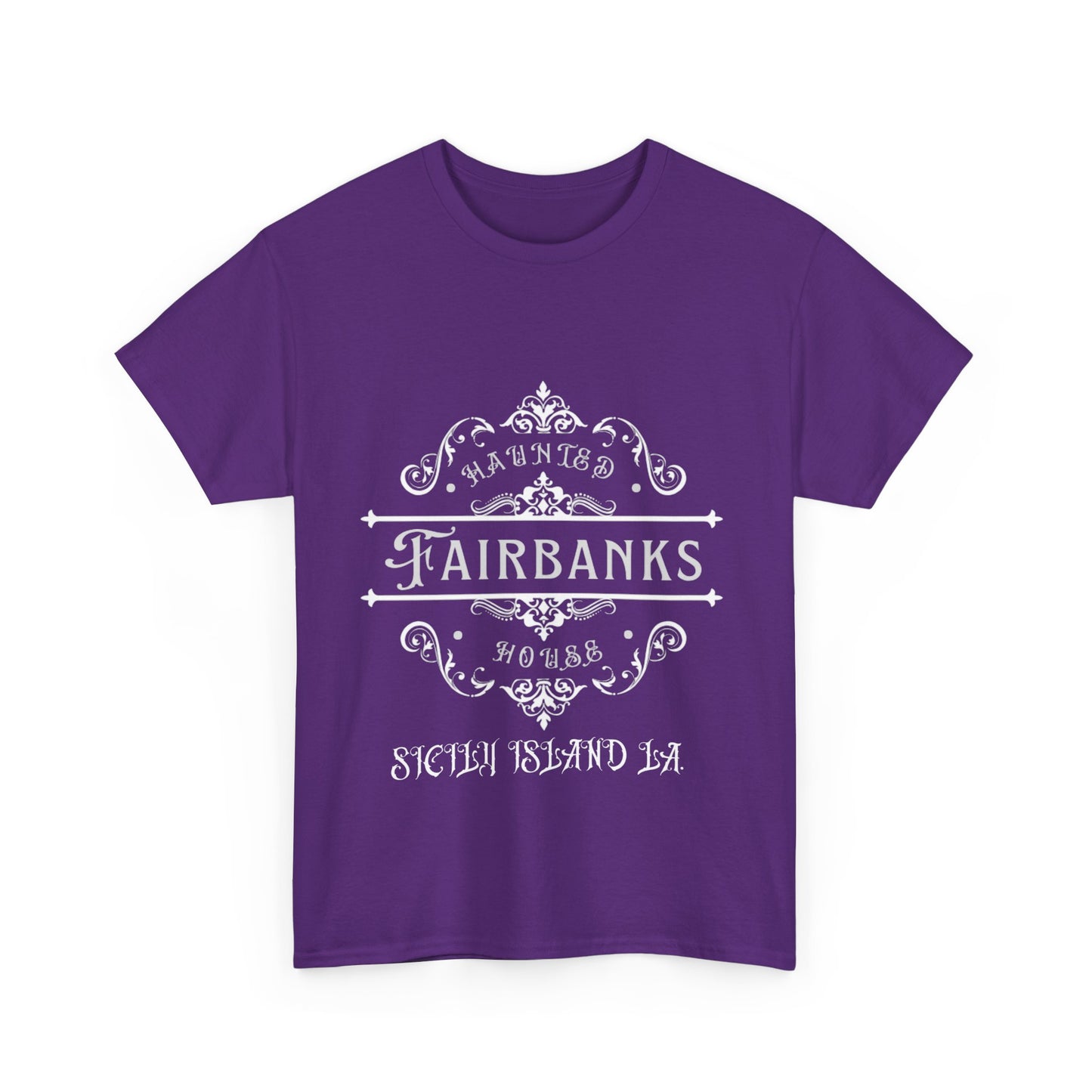 Haunted Fairbanks HouseUnisex Heavy Cotton Tee, Spooky Graphic Tee, Halloween Shirt, Gift for Ghost Lovers, Unique Vintage T-Shirt