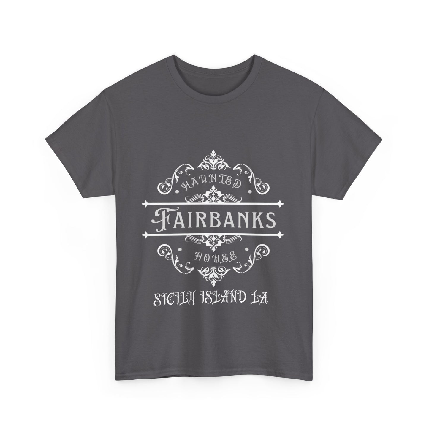 Haunted Fairbanks HouseUnisex Heavy Cotton Tee, Spooky Graphic Tee, Halloween Shirt, Gift for Ghost Lovers, Unique Vintage T-Shirt