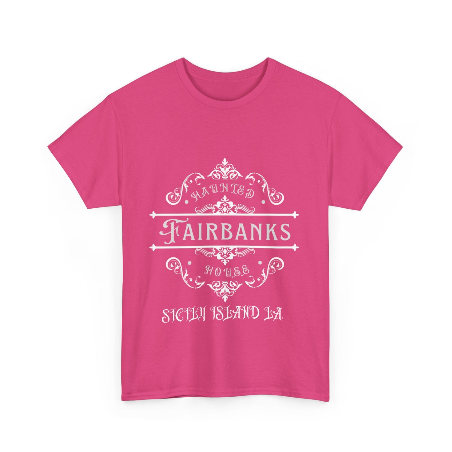 Haunted Fairbanks HouseUnisex Heavy Cotton Tee, Spooky Graphic Tee, Halloween Shirt, Gift for Ghost Lovers, Unique Vintage T-Shirt
