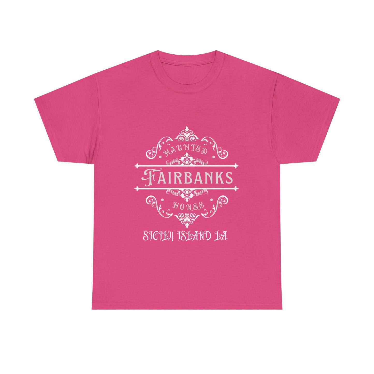 Haunted Fairbanks HouseUnisex Heavy Cotton Tee, Spooky Graphic Tee, Halloween Shirt, Gift for Ghost Lovers, Unique Vintage T-Shirt