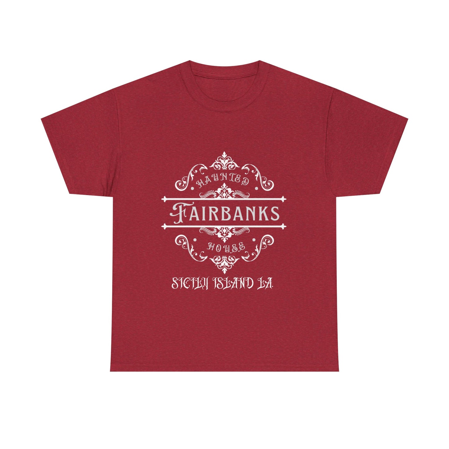 Haunted Fairbanks HouseUnisex Heavy Cotton Tee, Spooky Graphic Tee, Halloween Shirt, Gift for Ghost Lovers, Unique Vintage T-Shirt