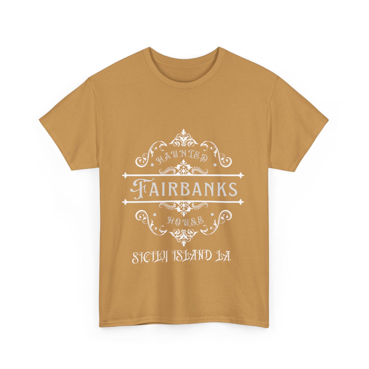 Haunted Fairbanks HouseUnisex Heavy Cotton Tee, Spooky Graphic Tee, Halloween Shirt, Gift for Ghost Lovers, Unique Vintage T-Shirt