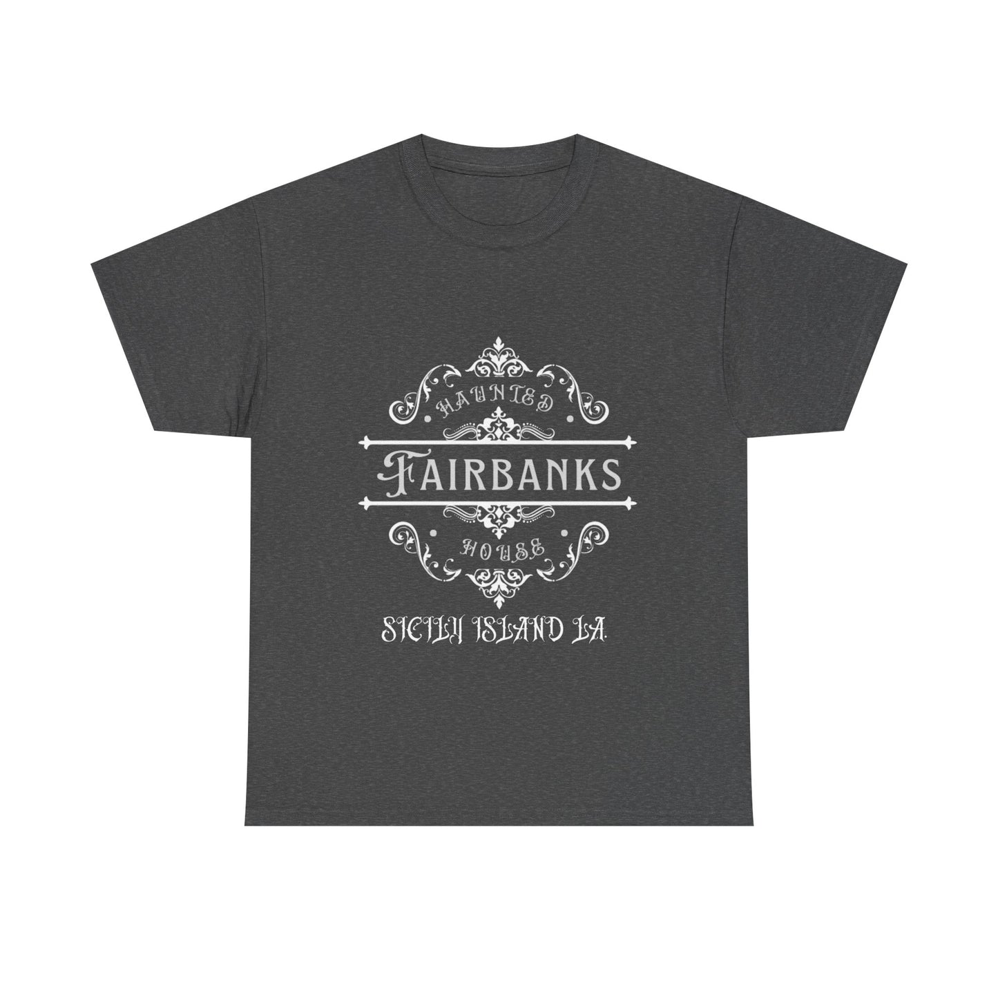Haunted Fairbanks HouseUnisex Heavy Cotton Tee, Spooky Graphic Tee, Halloween Shirt, Gift for Ghost Lovers, Unique Vintage T-Shirt