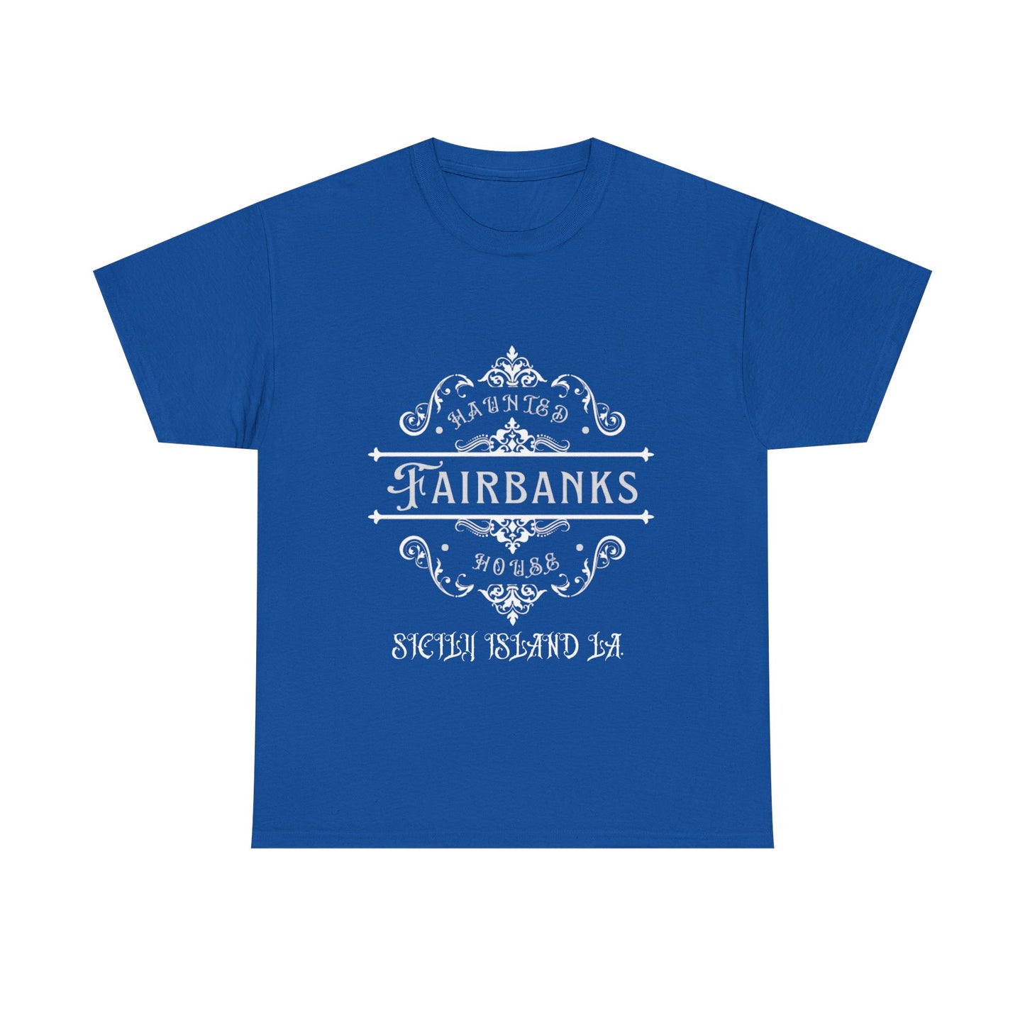 Haunted Fairbanks HouseUnisex Heavy Cotton Tee, Spooky Graphic Tee, Halloween Shirt, Gift for Ghost Lovers, Unique Vintage T-Shirt