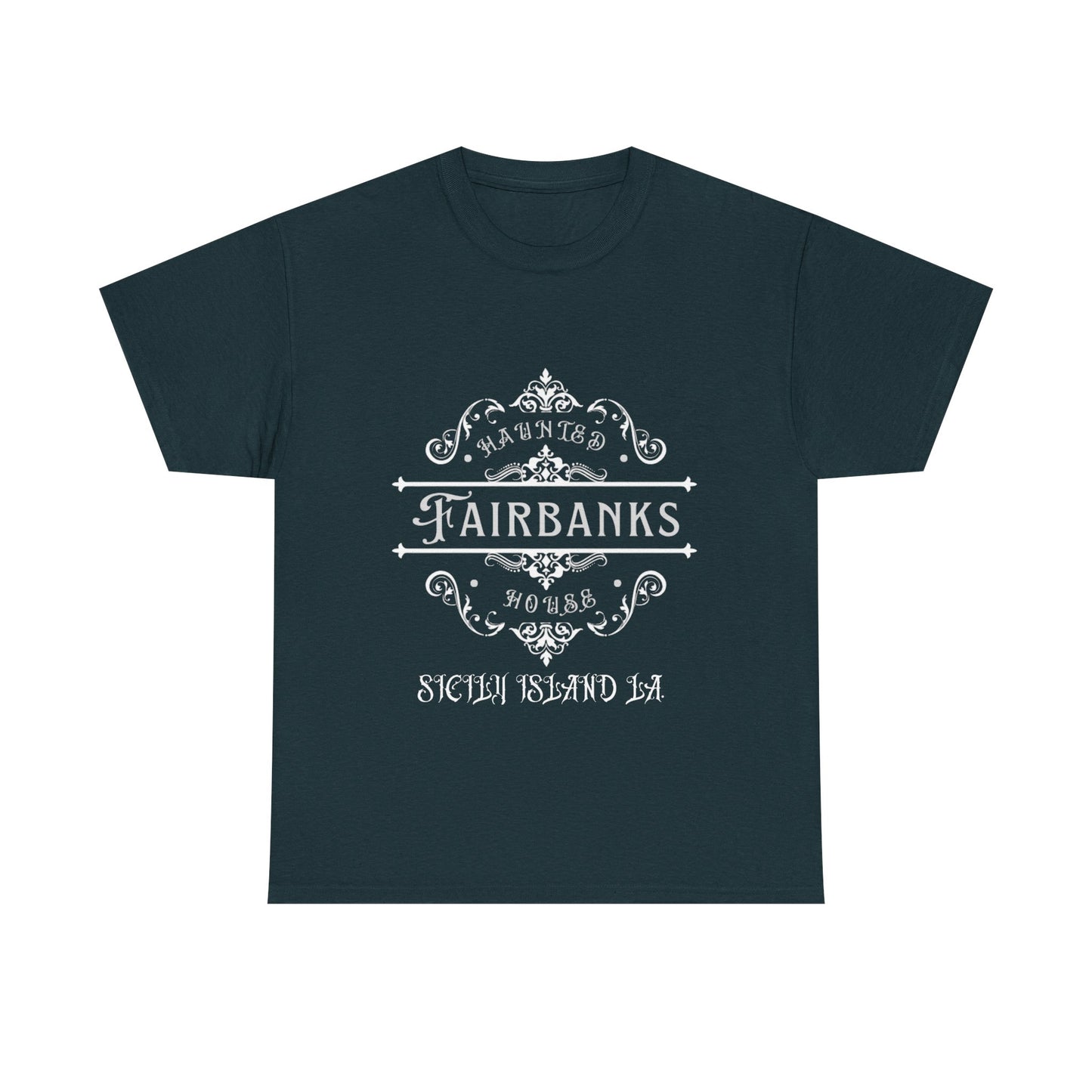 Haunted Fairbanks HouseUnisex Heavy Cotton Tee, Spooky Graphic Tee, Halloween Shirt, Gift for Ghost Lovers, Unique Vintage T-Shirt