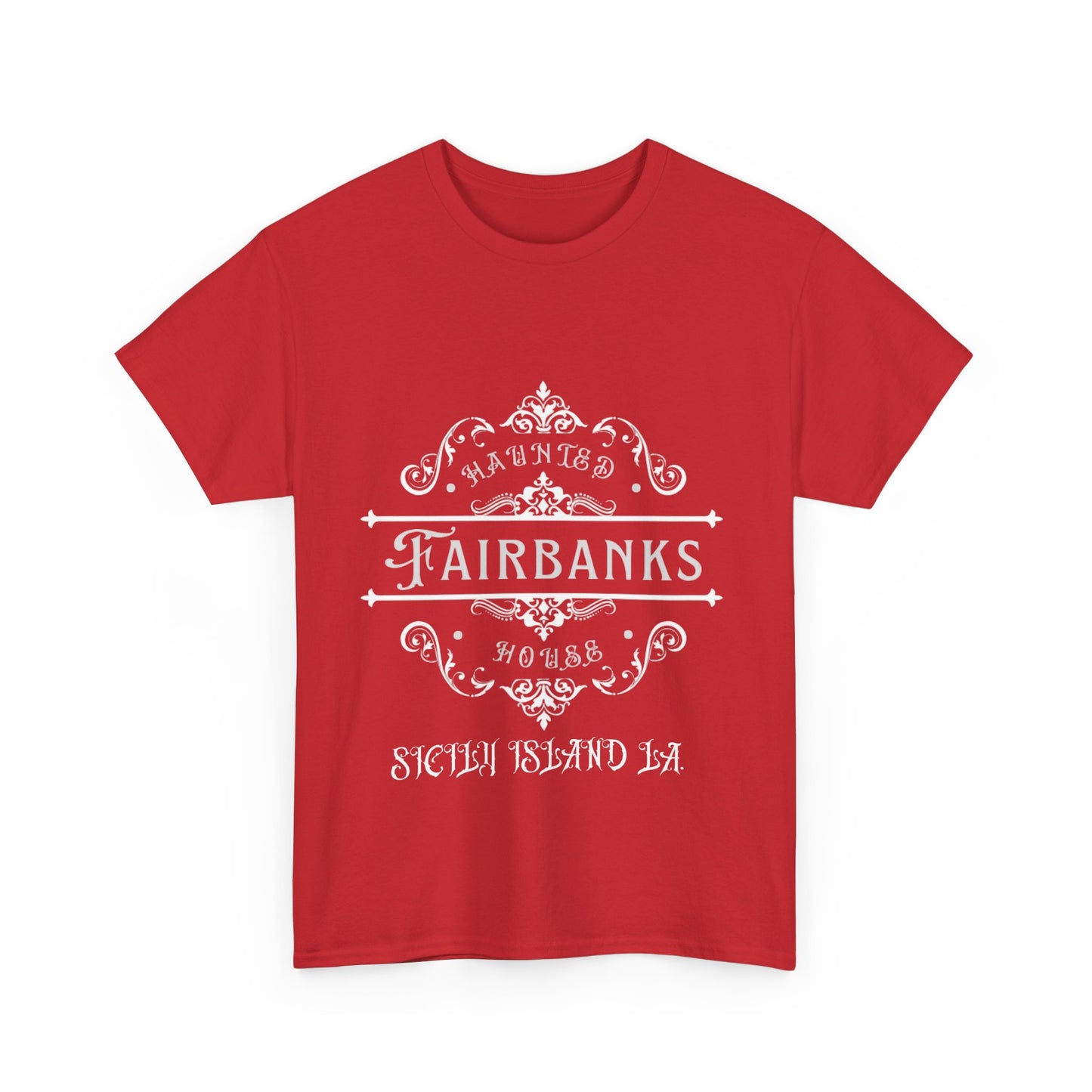 Haunted Fairbanks HouseUnisex Heavy Cotton Tee, Spooky Graphic Tee, Halloween Shirt, Gift for Ghost Lovers, Unique Vintage T-Shirt