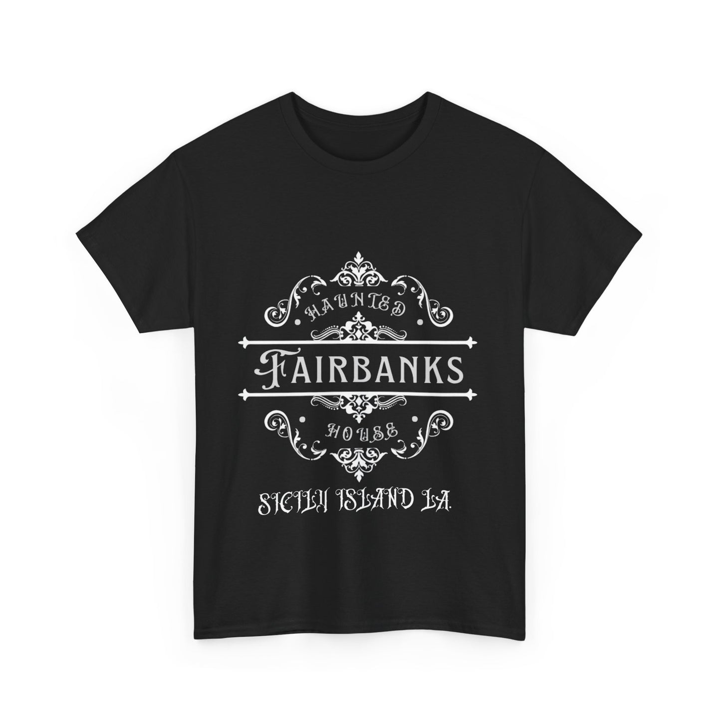 Haunted Fairbanks HouseUnisex Heavy Cotton Tee, Spooky Graphic Tee, Halloween Shirt, Gift for Ghost Lovers, Unique Vintage T-Shirt