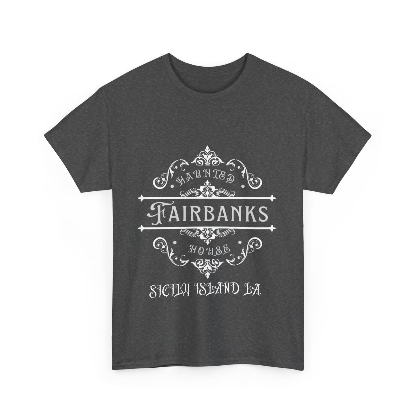 Haunted Fairbanks HouseUnisex Heavy Cotton Tee, Spooky Graphic Tee, Halloween Shirt, Gift for Ghost Lovers, Unique Vintage T-Shirt