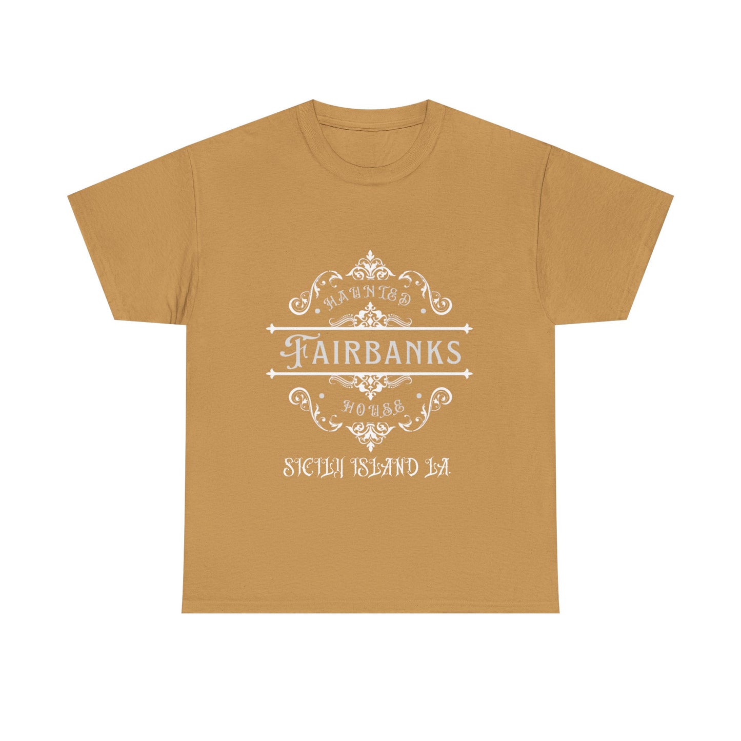 Haunted Fairbanks HouseUnisex Heavy Cotton Tee, Spooky Graphic Tee, Halloween Shirt, Gift for Ghost Lovers, Unique Vintage T-Shirt