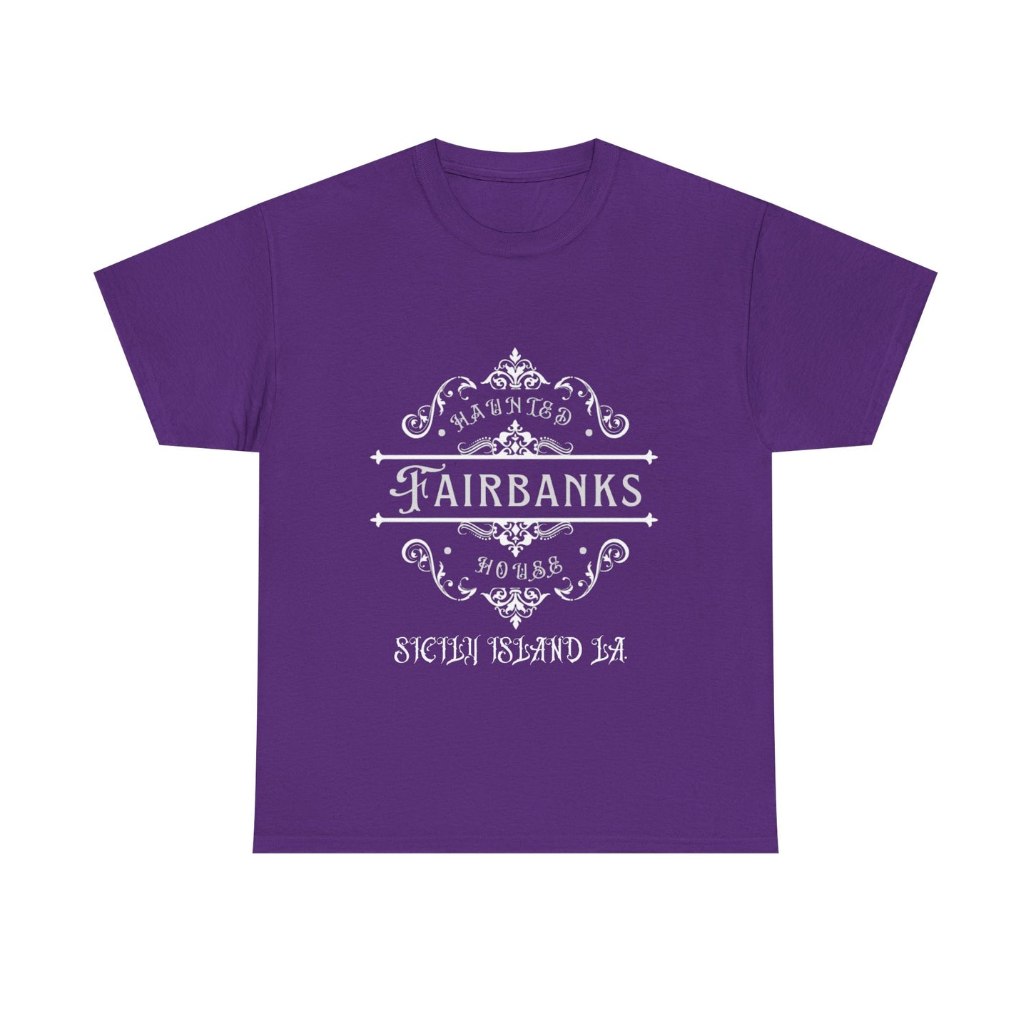 Haunted Fairbanks HouseUnisex Heavy Cotton Tee, Spooky Graphic Tee, Halloween Shirt, Gift for Ghost Lovers, Unique Vintage T-Shirt
