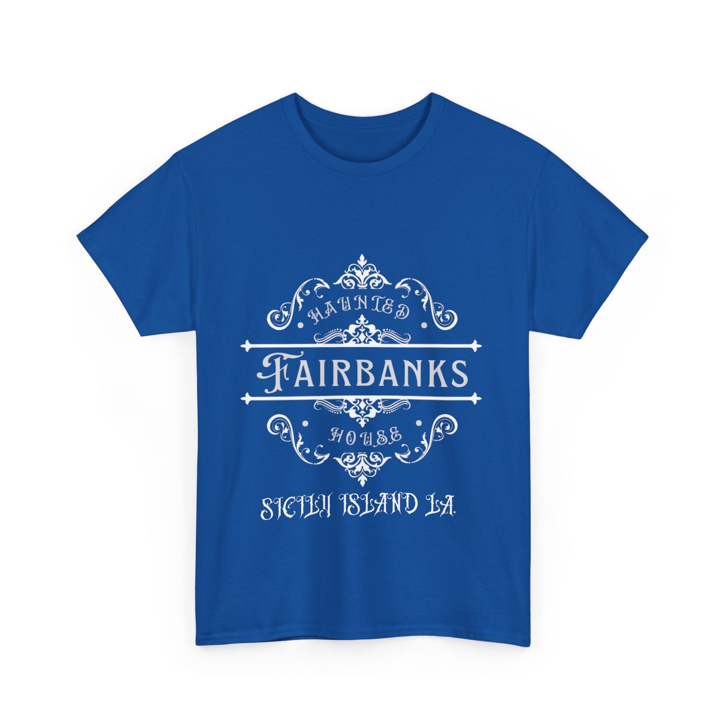 Haunted Fairbanks HouseUnisex Heavy Cotton Tee, Spooky Graphic Tee, Halloween Shirt, Gift for Ghost Lovers, Unique Vintage T-Shirt