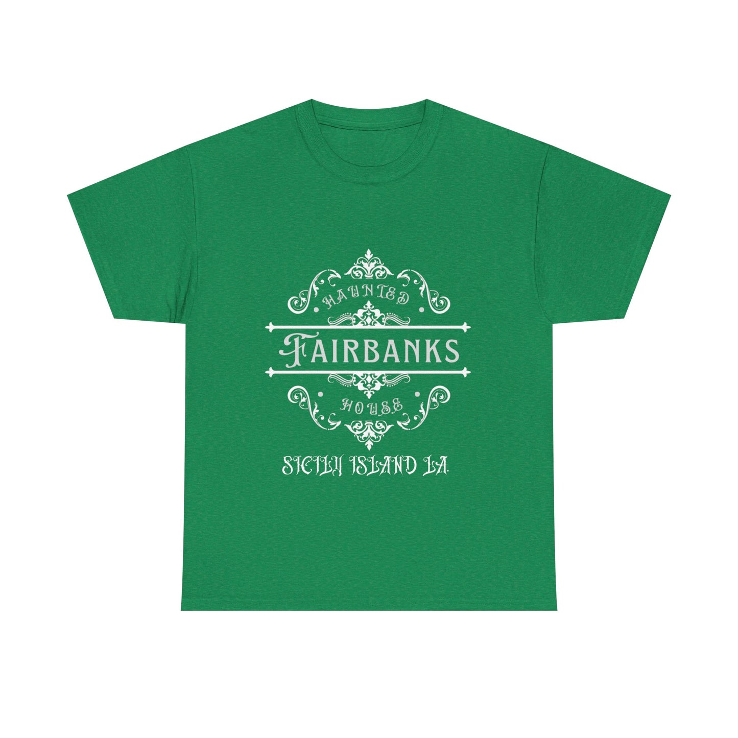 Haunted Fairbanks HouseUnisex Heavy Cotton Tee, Spooky Graphic Tee, Halloween Shirt, Gift for Ghost Lovers, Unique Vintage T-Shirt