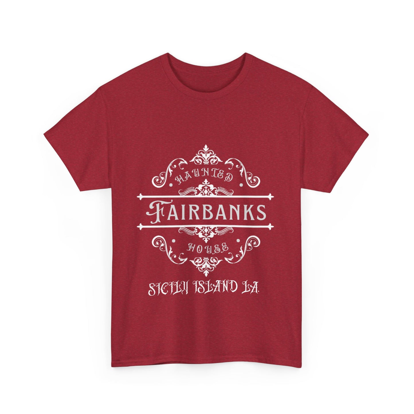 Haunted Fairbanks HouseUnisex Heavy Cotton Tee, Spooky Graphic Tee, Halloween Shirt, Gift for Ghost Lovers, Unique Vintage T-Shirt