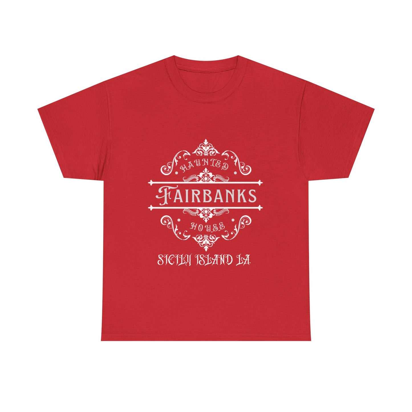 Haunted Fairbanks HouseUnisex Heavy Cotton Tee, Spooky Graphic Tee, Halloween Shirt, Gift for Ghost Lovers, Unique Vintage T-Shirt